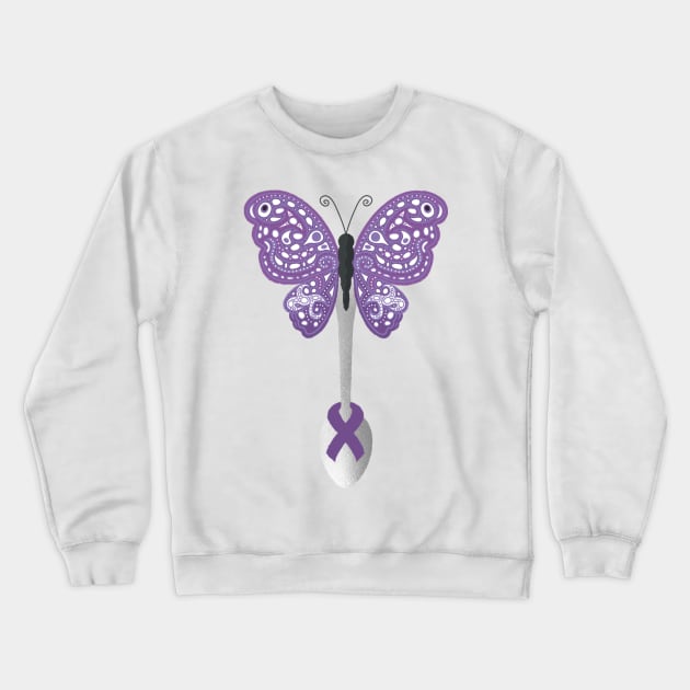 Butterfly Spoon Awareness Ribbon! (Purple) Crewneck Sweatshirt by yourachingart